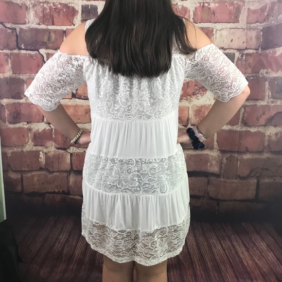 Topshop Lace Cold Shoulder Dress Size 6 - Picture 5 of 8